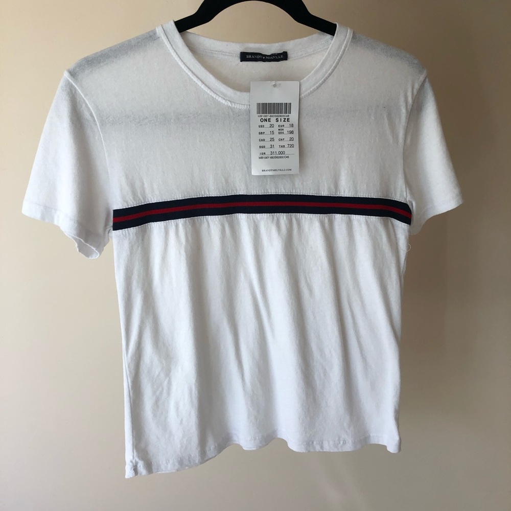 NEW white brandy Melville shirt with stripe.